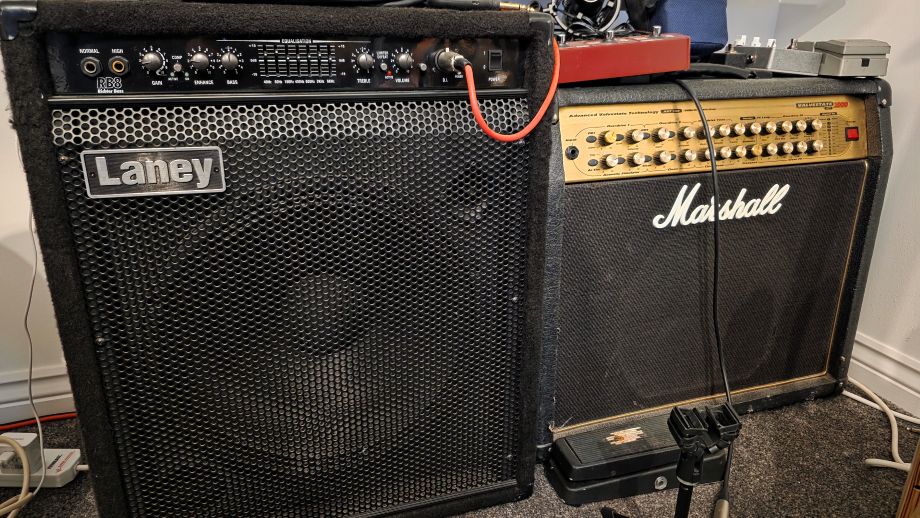 Laney RB8 and Marshall AVT150 amps in my home studio